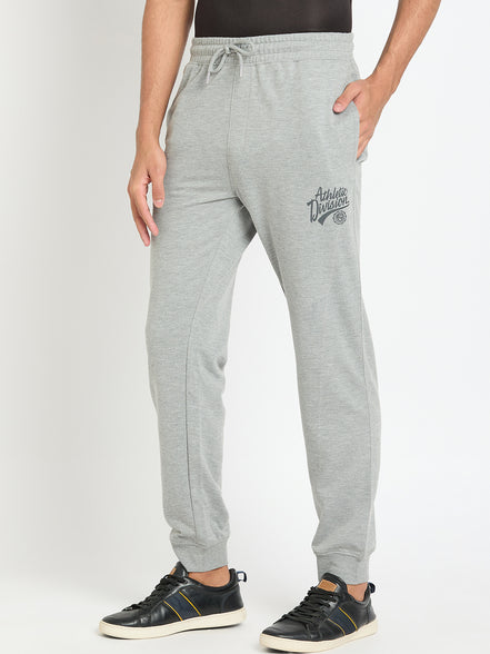 Grey Melange Printed Track Pant