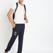 Navy Blue Printed Track Pant