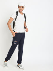 Navy Blue Printed Track Pant