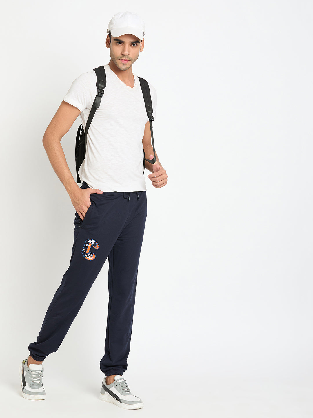Navy Blue Printed Track Pant