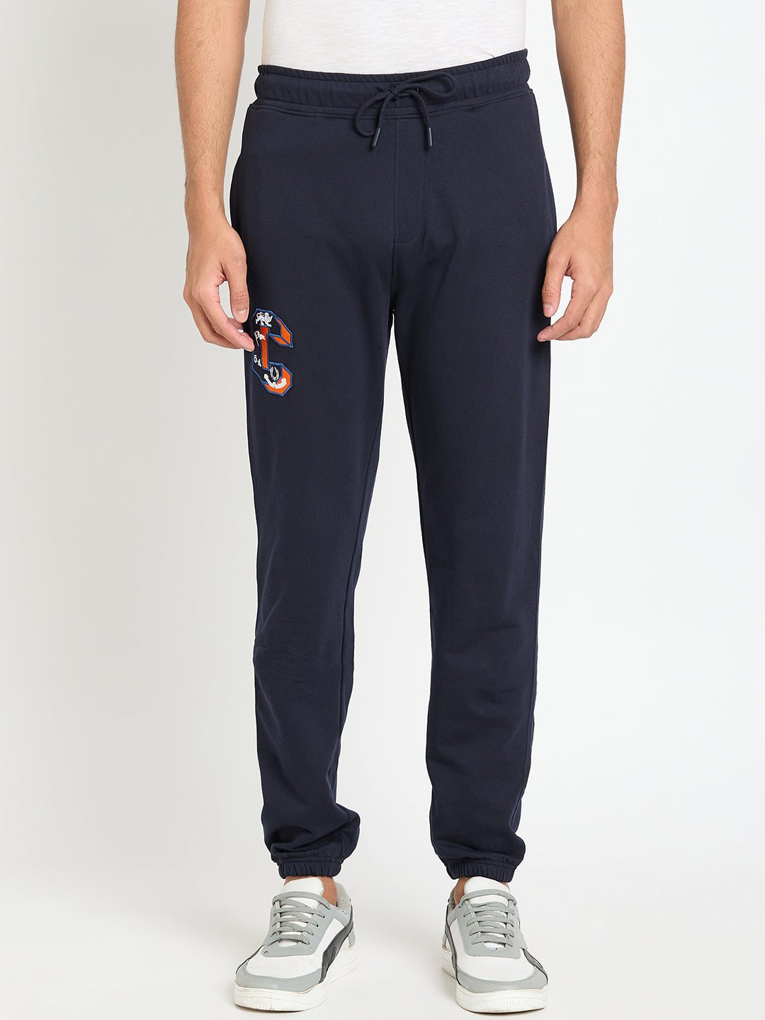 Navy Blue Printed Track Pant