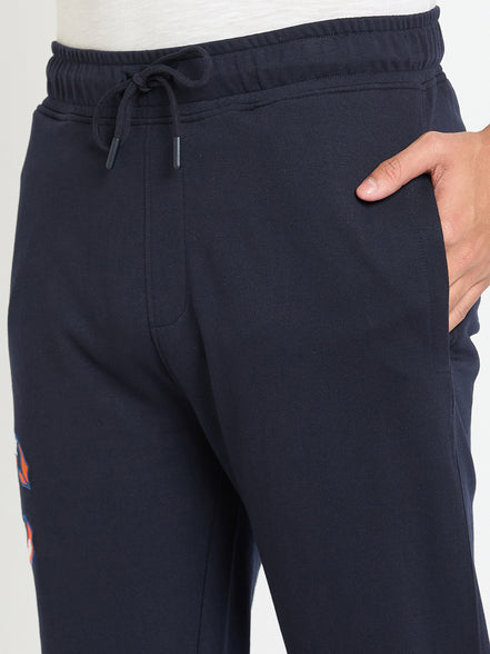 Navy Blue Printed Track Pant
