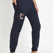 Navy Blue Printed Track Pant