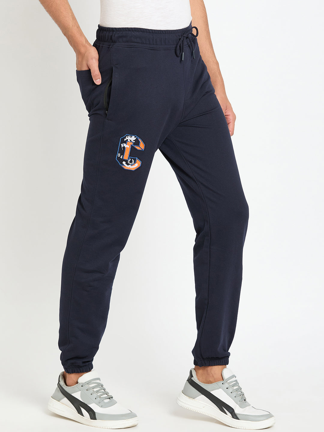 Navy Blue Printed Track Pant
