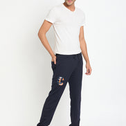 Navy Blue Printed Track Pant