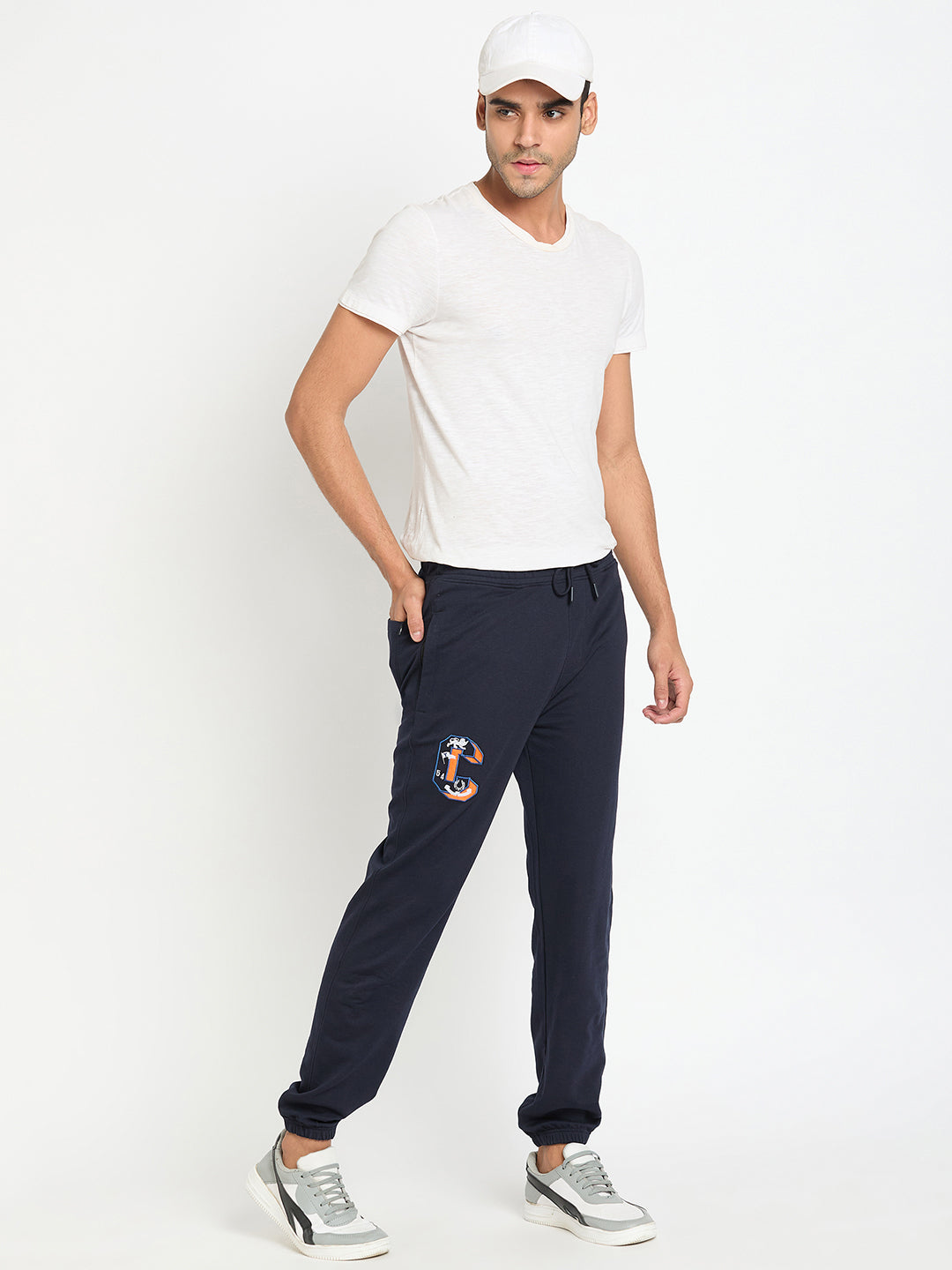 Navy Blue Printed Track Pant