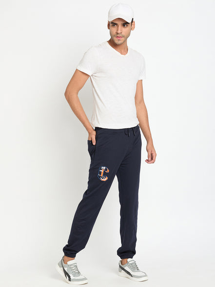 Navy Blue Printed Track Pant
