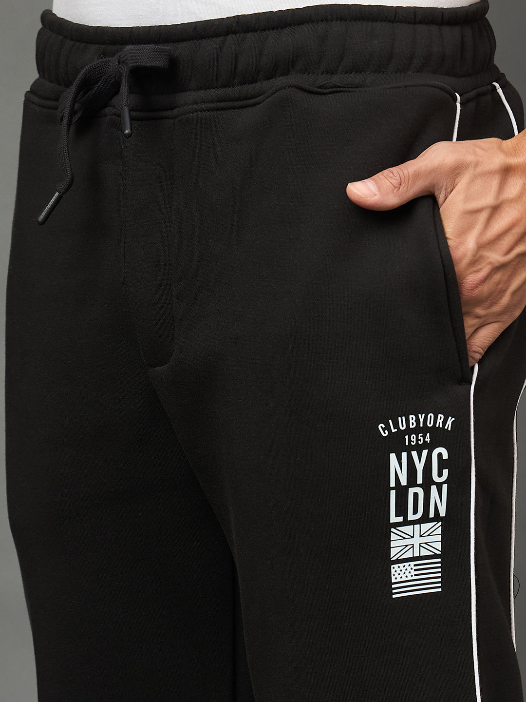 Club York Men Black Drawstring Trackpant