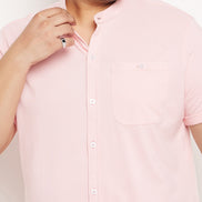 Light Pink Half Sleeve Solid Plus Size Shirt