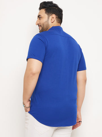 Royal Blue Half Sleeve Solid Plus Size Shirt