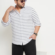 White Striped Plus Size Shirt