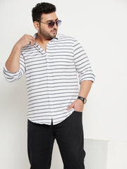 White Striped Plus Size Shirt