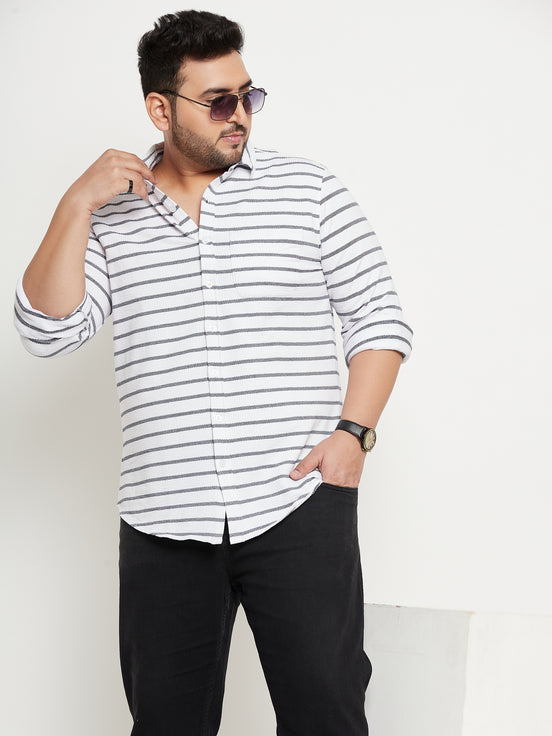 White Striped Plus Size Shirt
