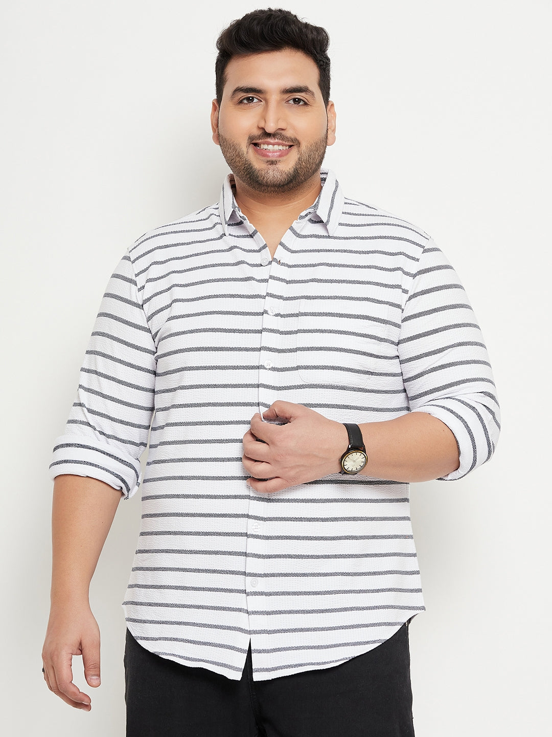 White Striped Plus Size Shirt