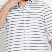 White Striped Plus Size Shirt