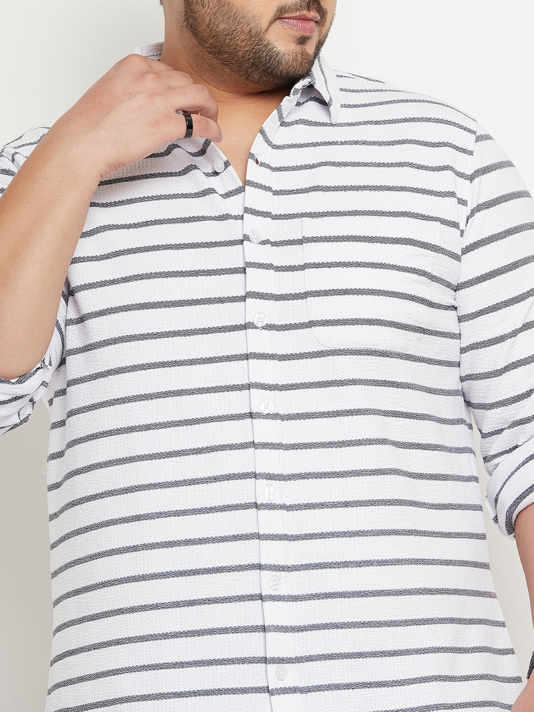 White Striped Plus Size Shirt