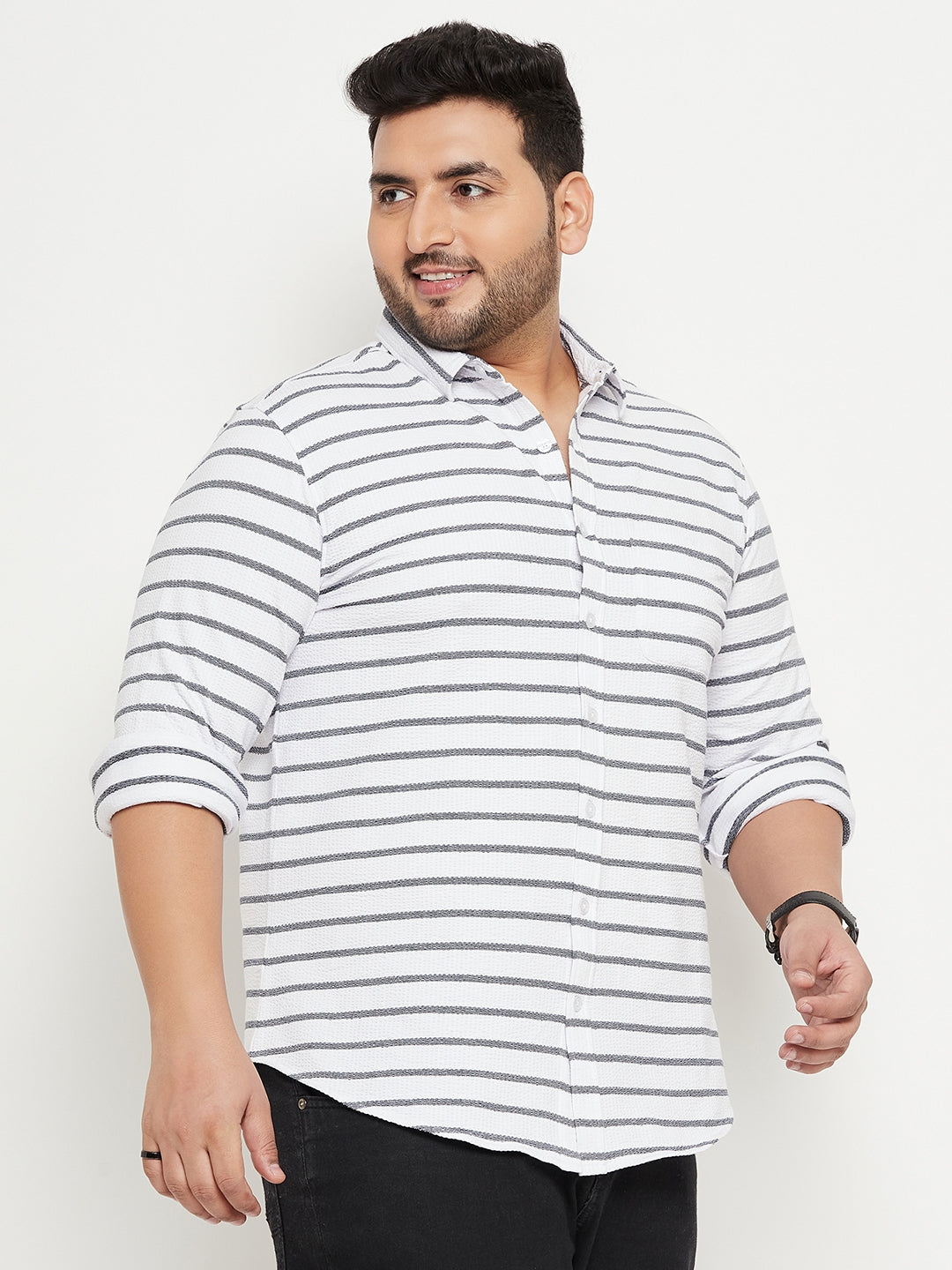 White Striped Plus Size Shirt