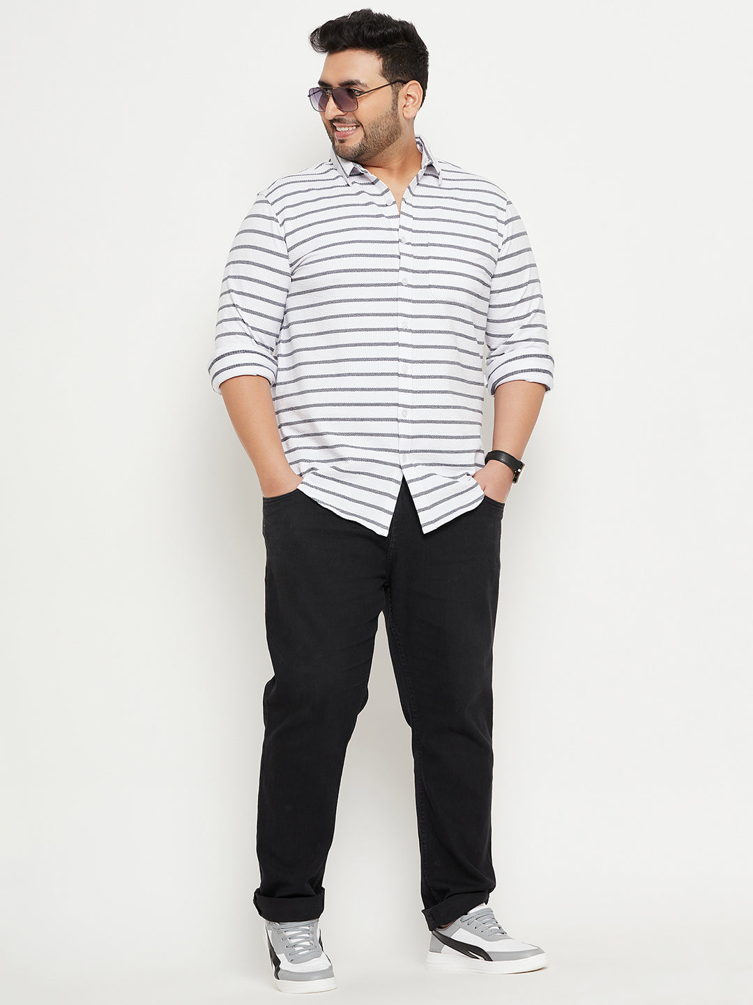 White Striped Plus Size Shirt
