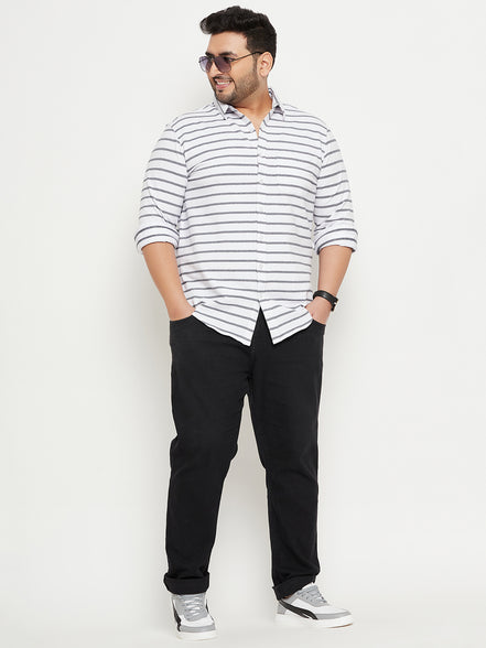 White Striped Plus Size Shirt