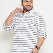 White Striped Plus Size Shirt