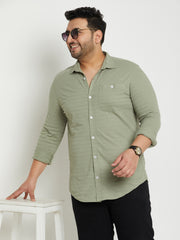 Pista Green Solid  Plus Size Shirt