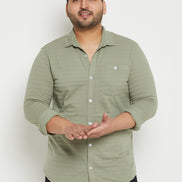 Pista Green Solid  Plus Size Shirt