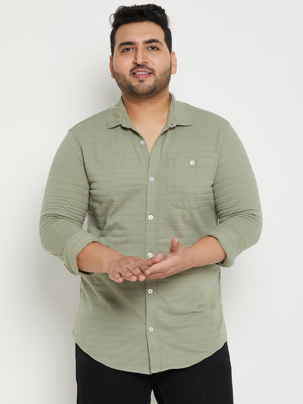 Pista Green Solid  Plus Size Shirt