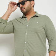Pista Green Solid  Plus Size Shirt
