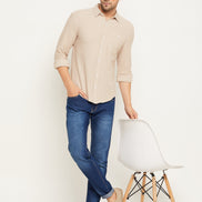Beige Solid  Shirt