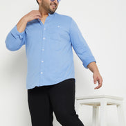 Digital Voilet Solid Mandarin Collar Plus Size Shirt