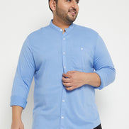 Digital Voilet Solid Mandarin Collar Plus Size Shirt