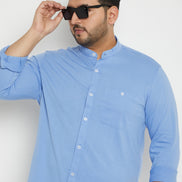 Digital Voilet Solid Mandarin Collar Plus Size Shirt