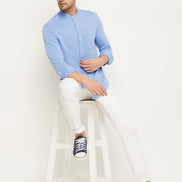 Digital Voilet Solid  Mandarin Collar Shirt