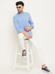 Digital Voilet Solid  Mandarin Collar Shirt