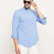 Digital Voilet Solid  Mandarin Collar Shirt