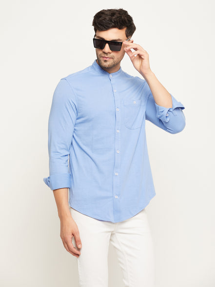 Digital Voilet Solid  Mandarin Collar Shirt