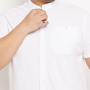White Half Sleeve Solid Plus Size Shirt
