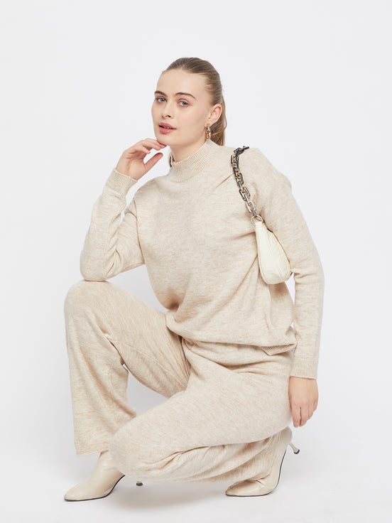 Beige Round Neck Co-Ords