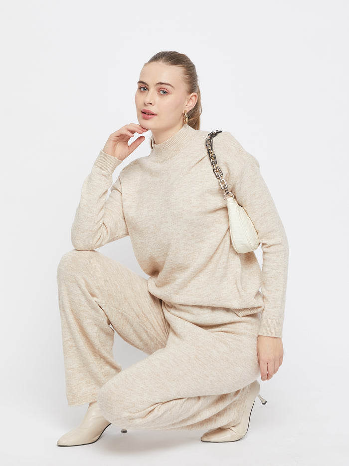Beige Round Neck Co-Ords