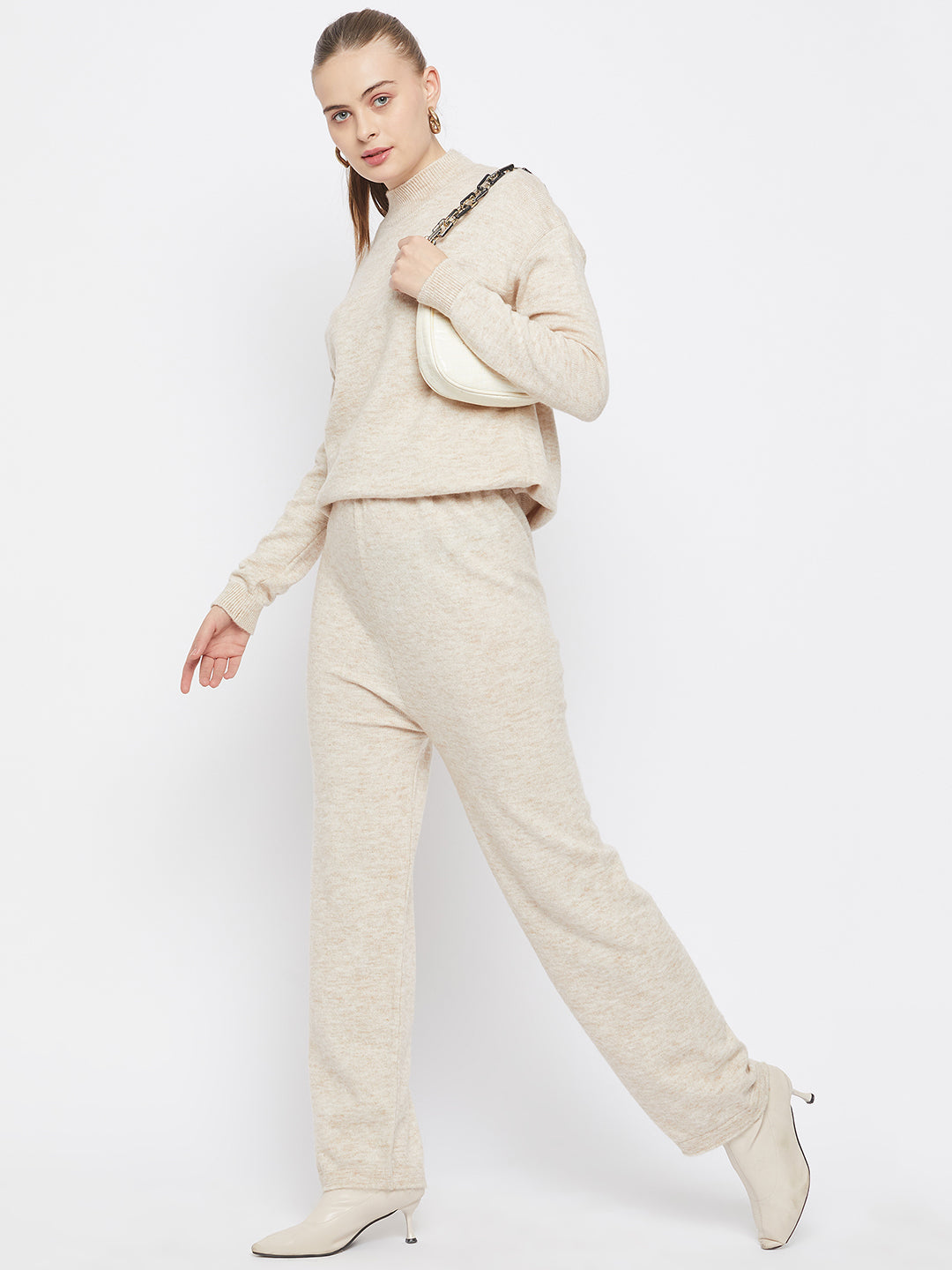 Beige Round Neck Co-Ords