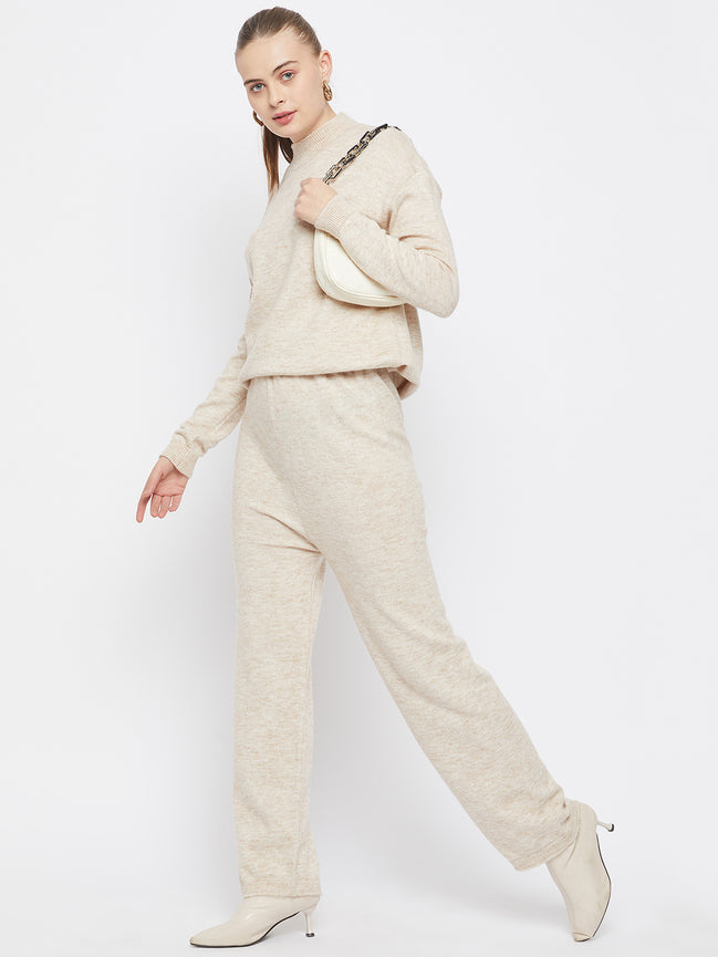 Beige Round Neck Co-Ords