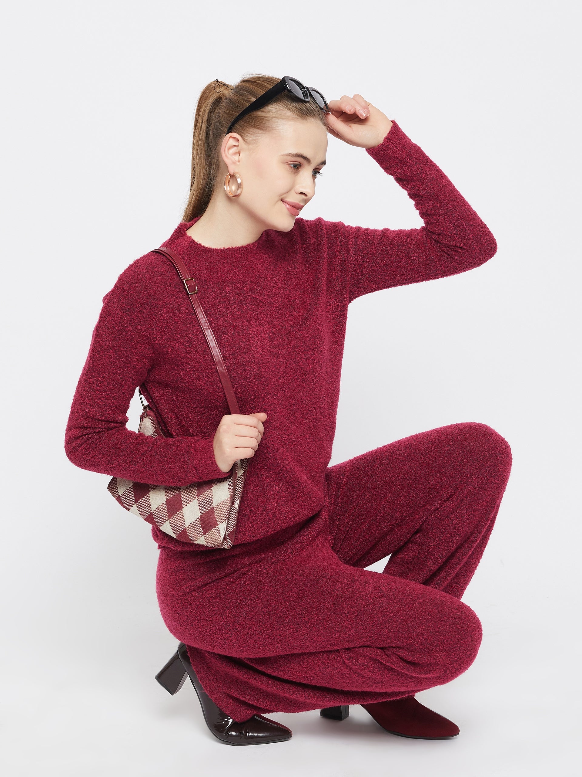 Red Round Neck Co-Ords