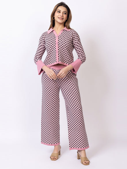Pink Jacquard Co-Ord Set