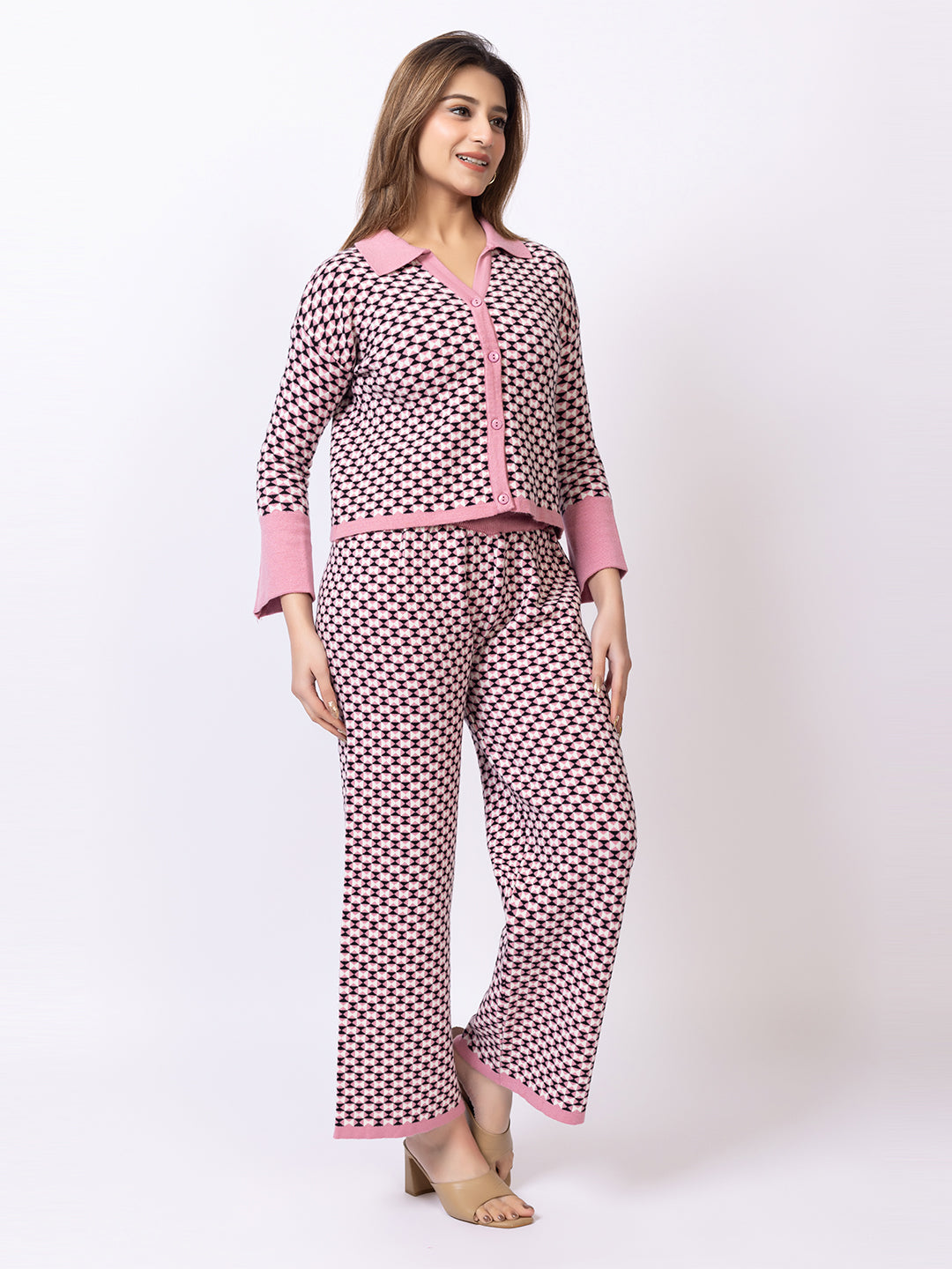 Pink Jacquard Co-Ord Set