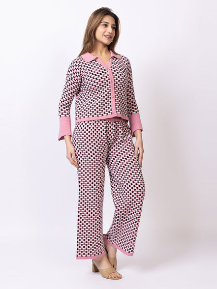 Pink Jacquard Co-Ord Set