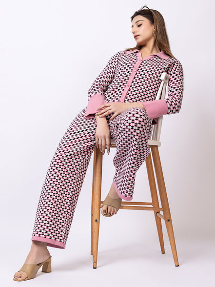 Pink Jacquard Co-Ord Set