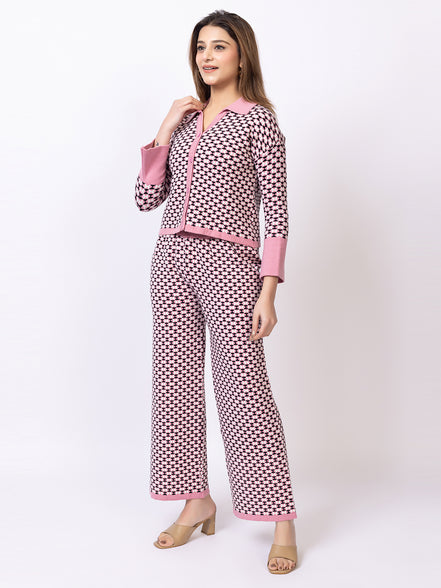 Pink Jacquard Co-Ord Set