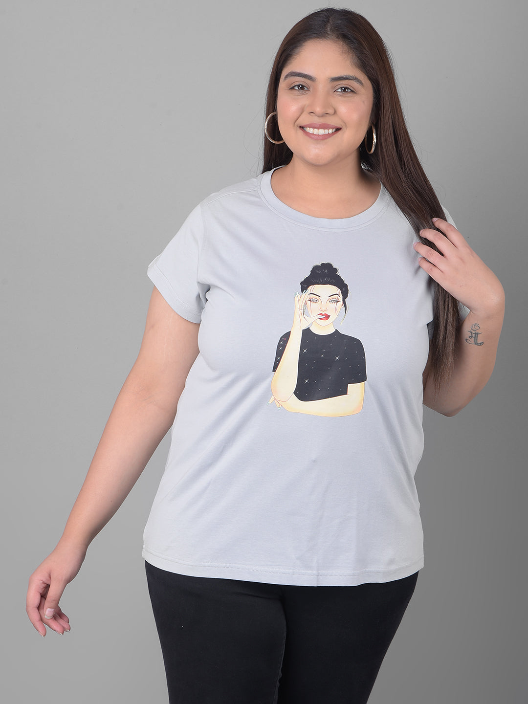 Light Grey Printed T-Shirt