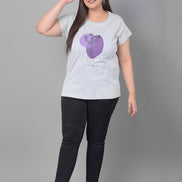 Light Grey Printed Plus Size T-Shirt