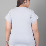 Light Grey Printed Plus Size T-Shirt